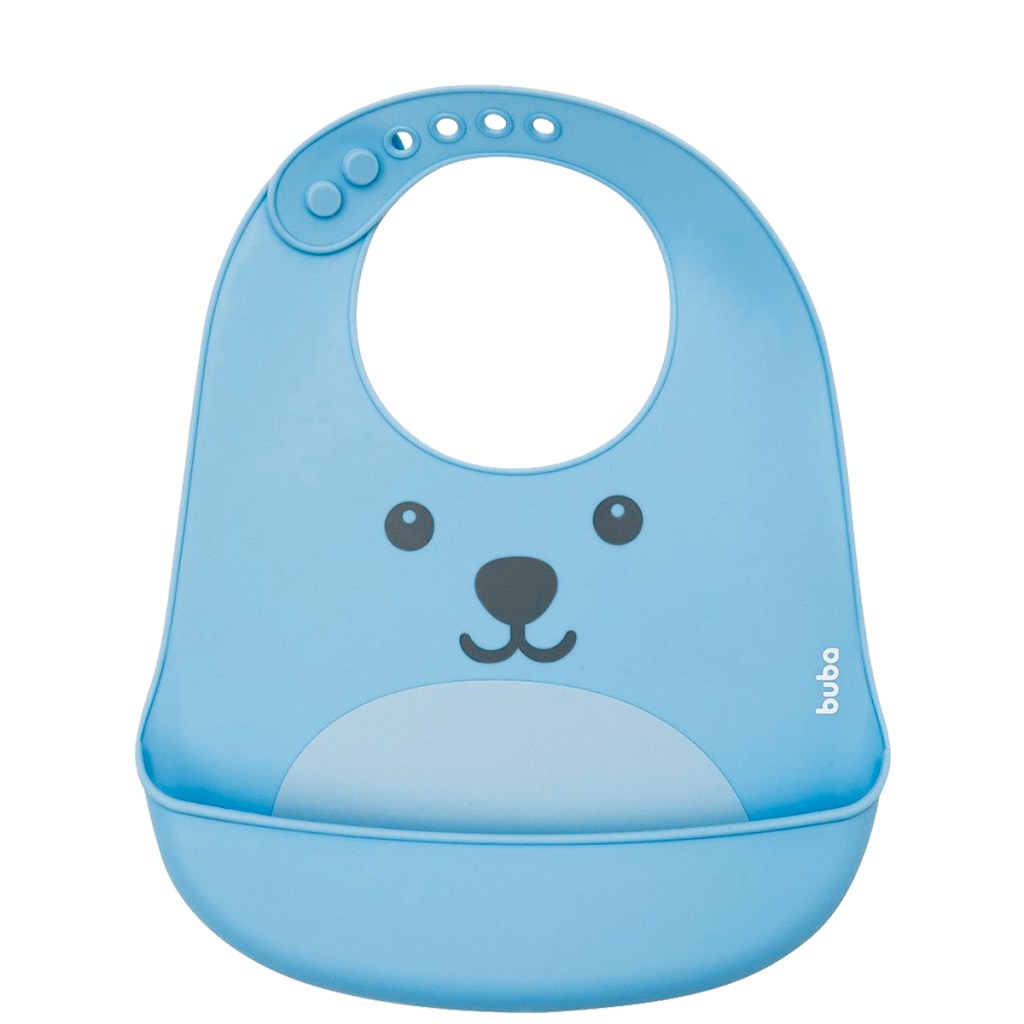 Babador com Cata-migalhas de Silicone Gumy Azul